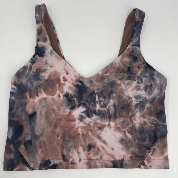 Lululemon Align Tank Top Sports Bra Womens 10 Brown Tie Dye Longline Padded Yoga - Picture 1 of 10